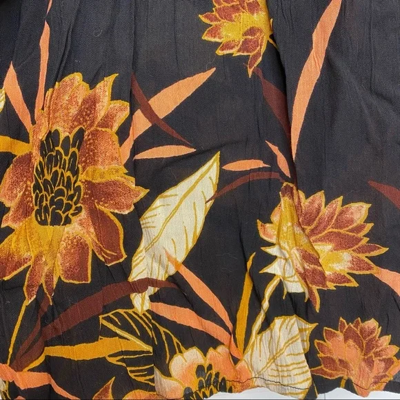SOLD🖤Billabong Ella Bella Black & Orange Floral Fall Peasant Top Small New - Picture 4 of 16
